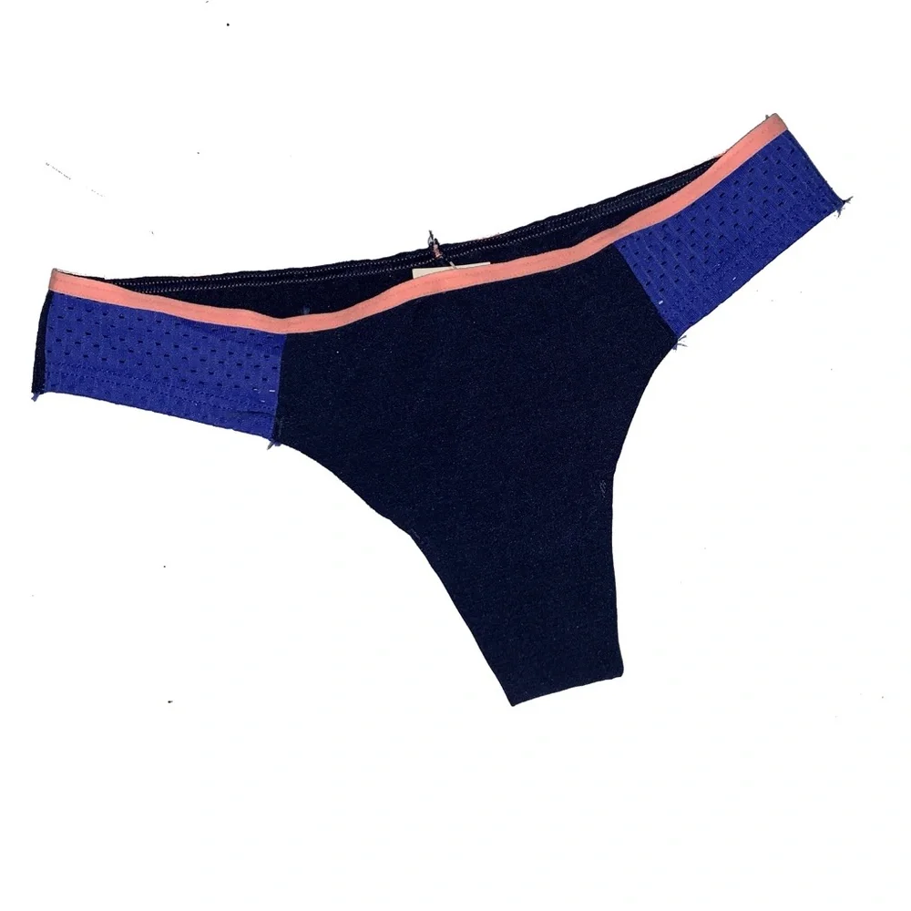 Victoria's Secret PINK Blue and Pink Thong Underwear Panties‎ P043 XS